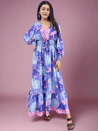 Two Shade Purple Boho Maxi Dress-S