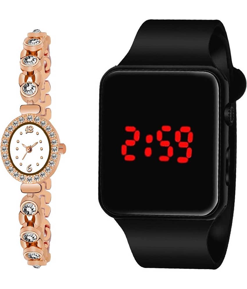 DECLASSE - Rose Gold Metal Analog-Digital Couple's Watch