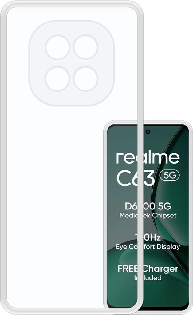 PLUGTECH TPU Ultra Hybrid Clear Camera Protection Back Cover Case for Realme C63 5G,Realme V60 5G