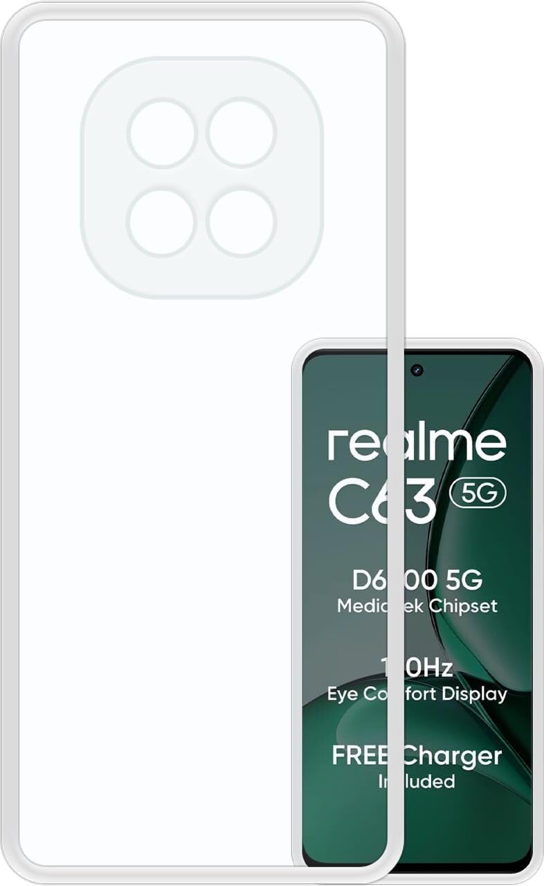 PLUGTECH TPU Ultra Hybrid Clear Camera Protection Back Cover Case for Realme C63 5G,Realme V60 5G