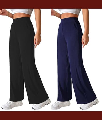 Qyaas Women Knitted Formal Pants ( Black,Dark Grey )