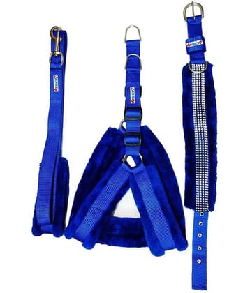 Petshop7 0.75 inch Fur Dog Harness, Collar & Leash Set - S Combo