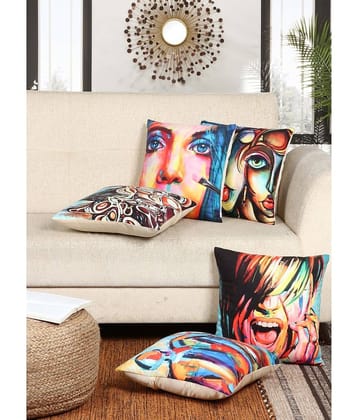 BELLA TRUE Set of 5 Cushion Covers Abstract Themed ( 40 x 40 )