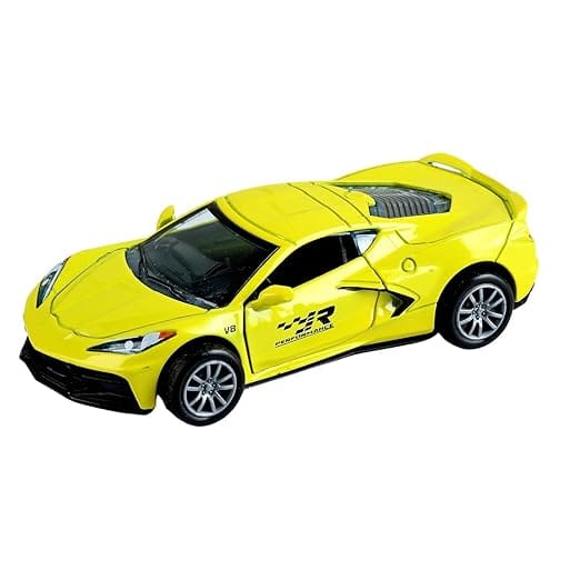 Braintastic Alloy Diecast Model Car Toy Vehicle Pull Back Friction Car with Openable Doors Toys for Kids Age 3+ Years (Yellow)