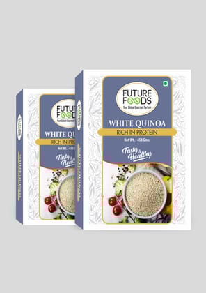 Future Foods Premium White Quinoa | Whole Grain | Sweet & Nutty Flavour | Gluten Free | Plant-Based Source of Protein | High Fiber & Protein | 450g (Pack of 2)