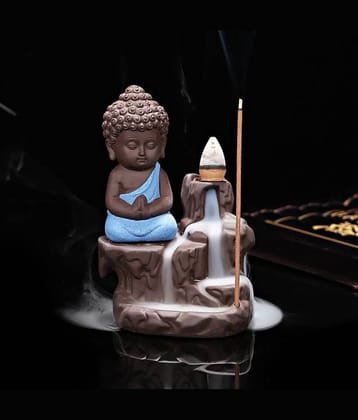 Leavess Idol Smoke Buddha Resin Buddha Idol 14 x 7 cms Pack of 1