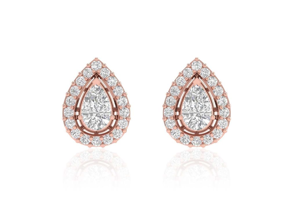 Teardrop Halo Solitaire Studs