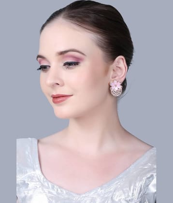 Sunhari Jewels Pink Stud Earrings ( Pack of 1 )