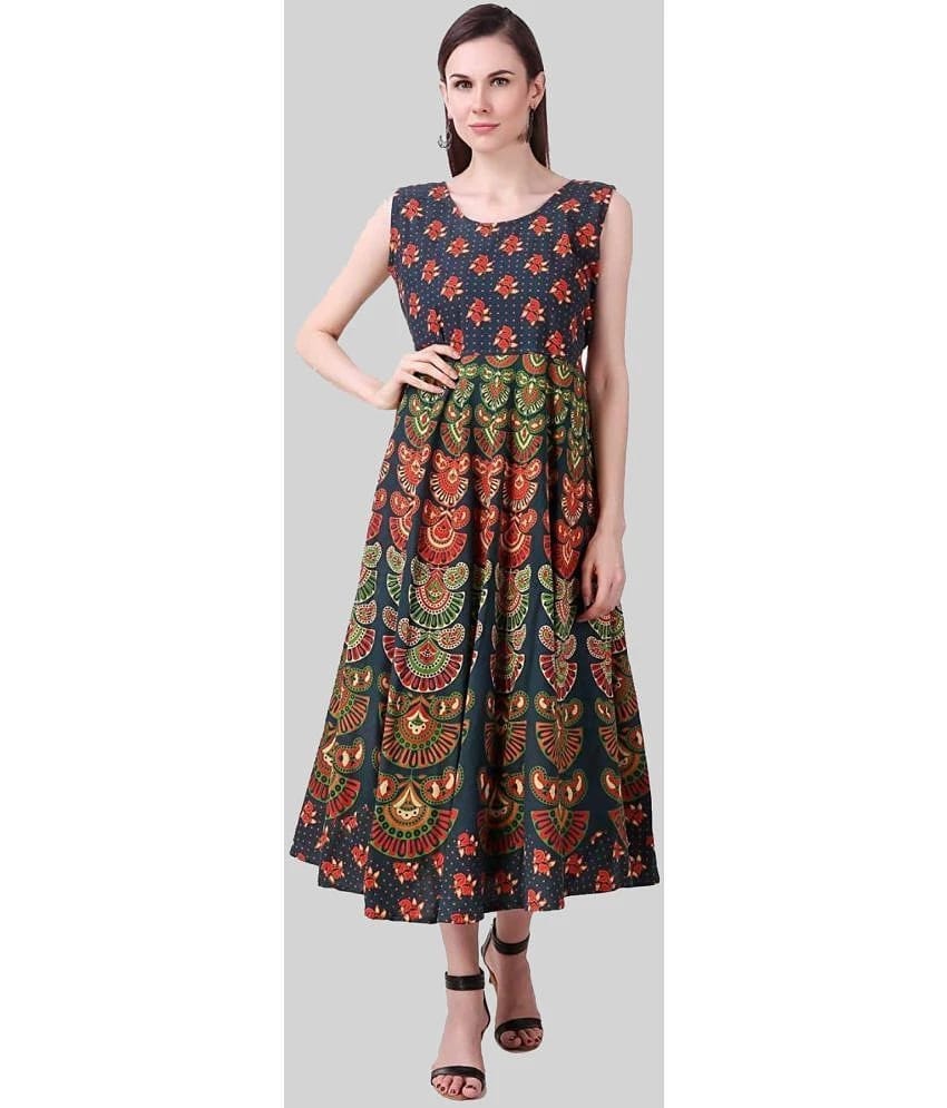 Frionkandy - Green Cotton Womens Fit & Flare Dress ( Pack of 1 ) - None