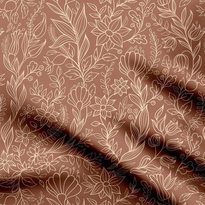Doodle Leaves Pattern Abstract Print Fabric-Cotton