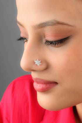 Silver CZ Nose Pin