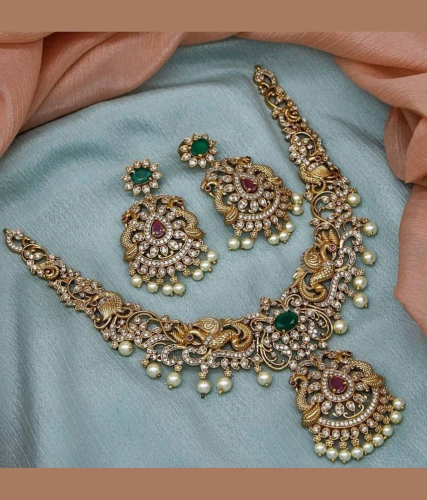 KC JEWELS Multi Color Brass Necklace Set ( Pack of 1 )