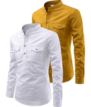 CROWNTAIL Yellow Cotton Men's Regular Kurta ( Pack of 2 )
