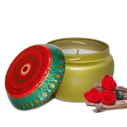Rose Oud Scented Tin Candle- 70gm