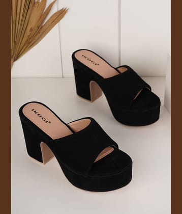 IKAGI Black Women's Slip On Heels