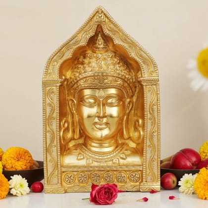 Brass Buddha Face with Frame - Wall Decor Spiritual Showpiece, Height : 9.3 Inch (BSMAS025)