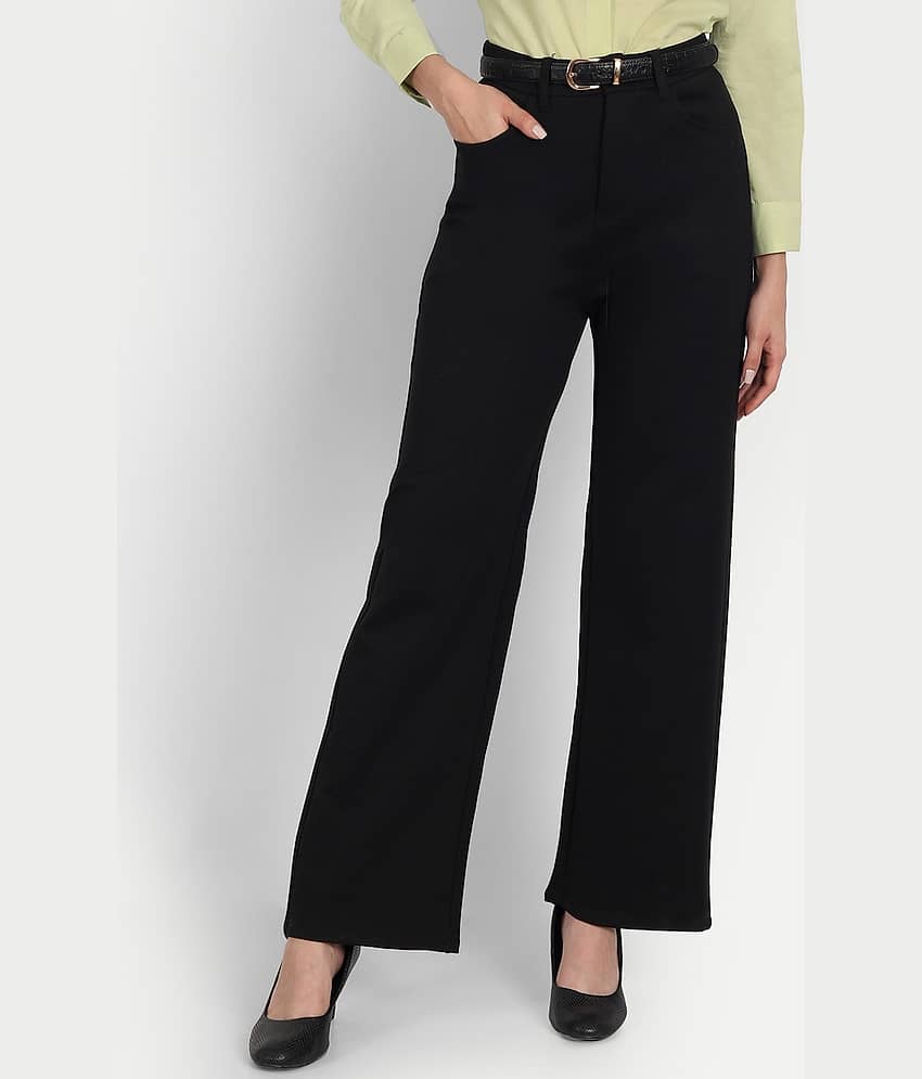 Broadstar Pack of 1 Polyester Straight Women's Formal Pants ( Black )