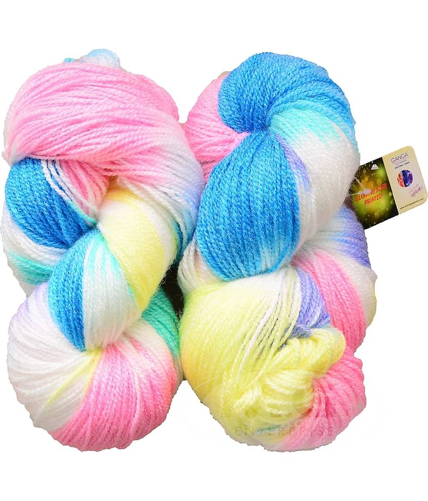 Represents Ganga Glow Knitting Yarn Wool, Blue Lily  200 gm . Art-CJA
