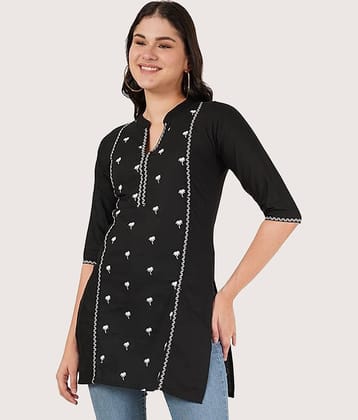 Royal Export Pack of 1 Cotton Embroidered Straight Women's Kurti - ( Beige )