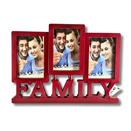 Saadhya Decors Family 3 in 1 Photo Frame Red – Decorative Family Table Photo Frame for Home &amp; Gifting
