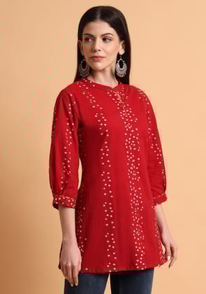 Deep Red Bandhani Top-XS
