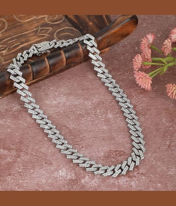 FASHION FRILL Silver Plated Stainless Steel Chain ( Pack of 1 )