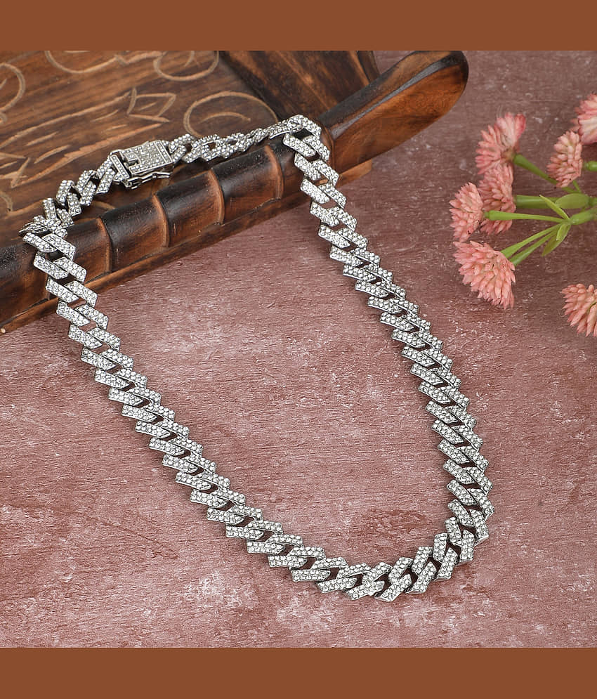 FASHION FRILL Silver Plated Stainless Steel Chain ( Pack of 1 )