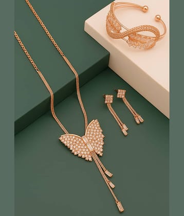 SHANKHRAJ MA LL Rose Gold Metal Necklace ( Pack of 2 )