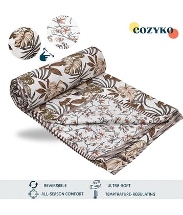 COZYKO Cotton Printed Double Bed Dohar - Beige ( )
