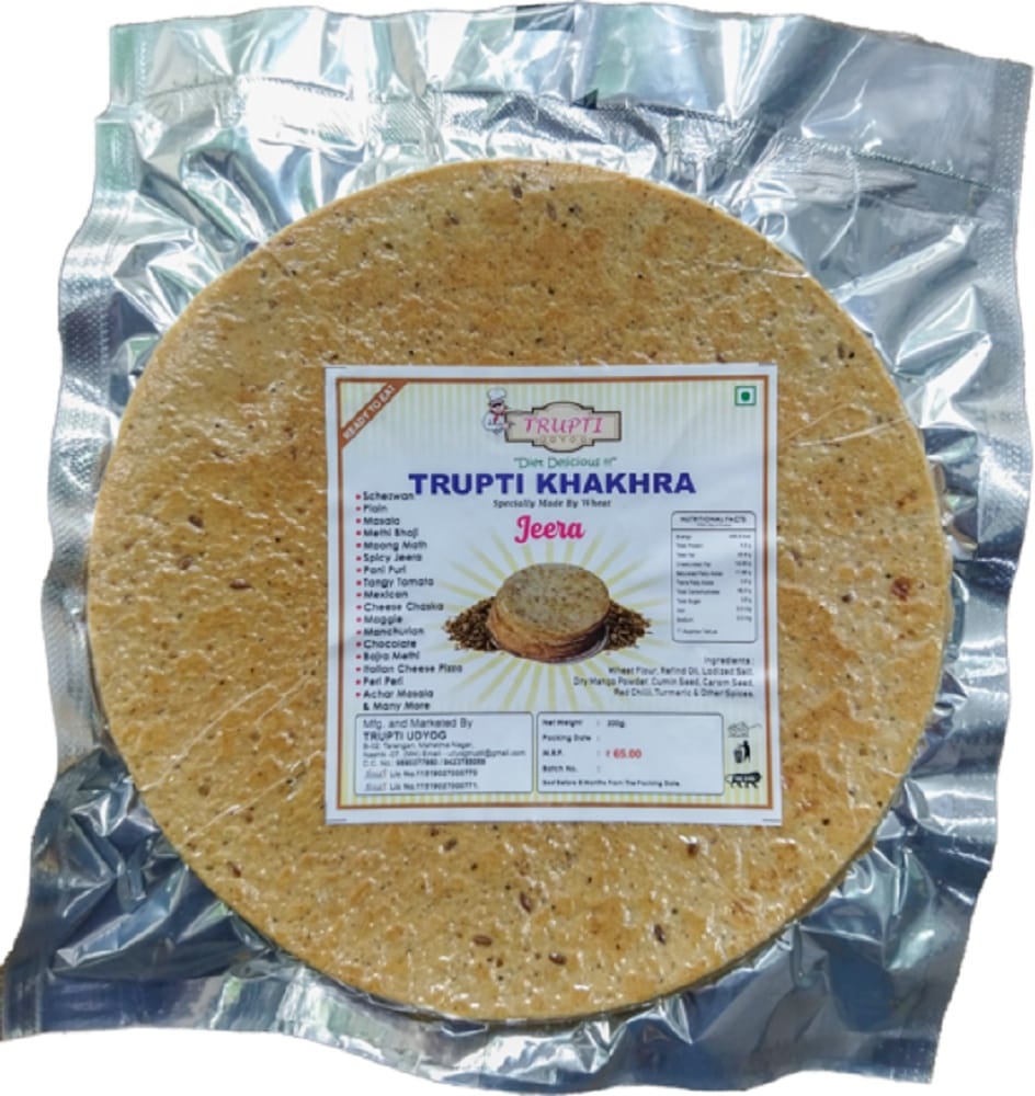 Trupti Udyog Spicy Jeera Khakhra (200g) | Hot Cumin Flavor | Extra Spiced Snack | Diet Friendly