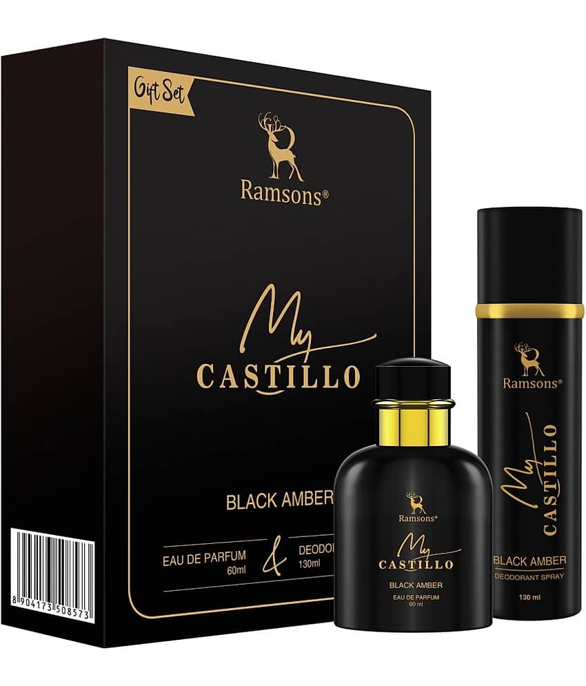 Ramsons - My Castillo BLACK AMBER Gift Set Premium Fragrance 1 EDP 60ml & 1 Deo 130ml (Pack of 2)