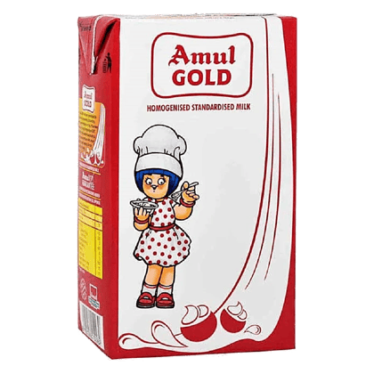 Amul Gold Homogenised Standardised Milk, 1 L Carton