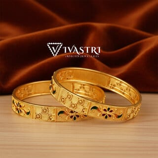 Vivastri Premium Designer Alloy Brass 1 Gram Gold Plated Bangles Kangan Kada for Women Girls- VIVA1089BG2.4