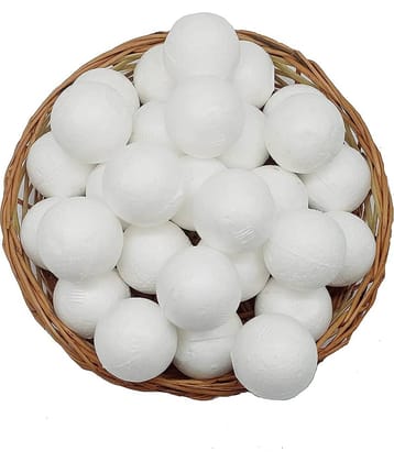 PRANSUNITA 24 Pcs Craft Styrofoam White Smooth Balls for Arts & Crafts, DIY Crafts Making, Ornaments Decoration, School Projects, Solar System models – Size - 4 cm ( 1.5 inch )