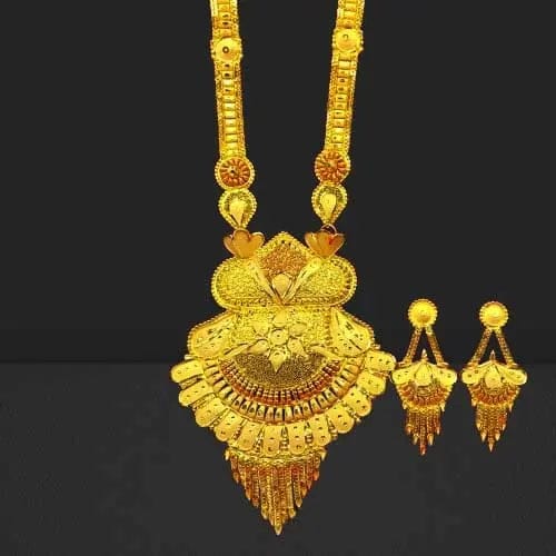 Exquisite Indian Gold Plated Necklace & Earrings Set – Bridal Jewelry Set, Ethnic Necklace for Women, Festive Wedding Jewelry