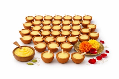 Ghee Diya (36 Pieces) Ready-to-Use Clay Lamps | EYA Garden