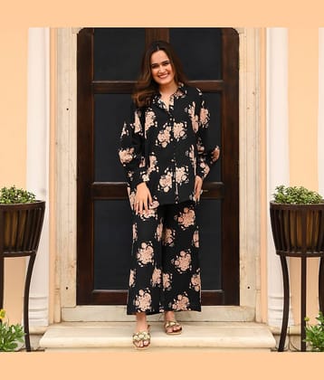 Sidhidata Women Printed Kurta With Palazzos Co-Ord Set ( Black )