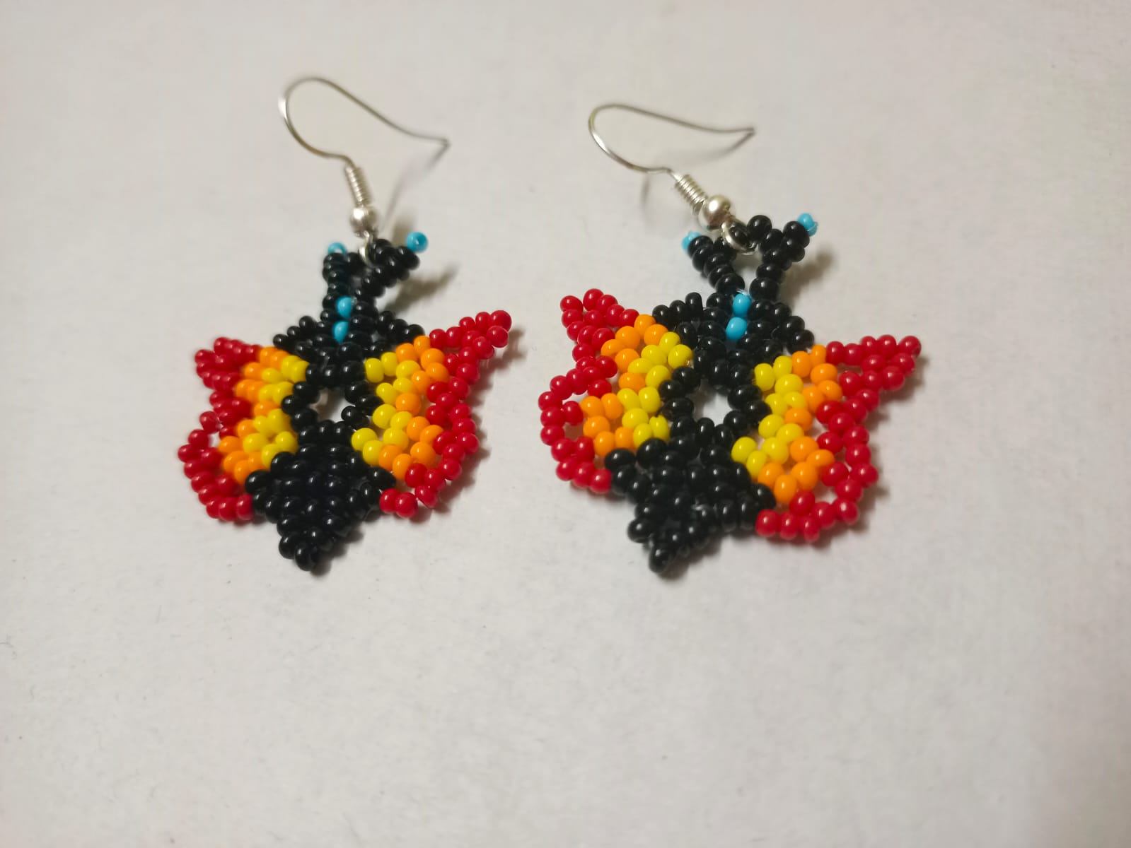 Handmade Colorful Seed Bead Butterfly Earrings - Boho Jewelry