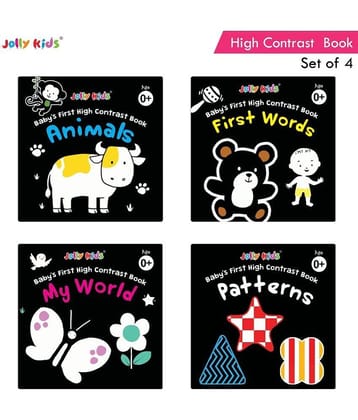 Jolly Kids Baby's First High Contrast Board Books (Set of 4)| Black and White Board Books For Kids Ages 0 - 3 Years