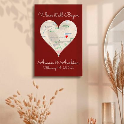 Personalised | Map Heart | Wedding Gift Special-18x12 Inch