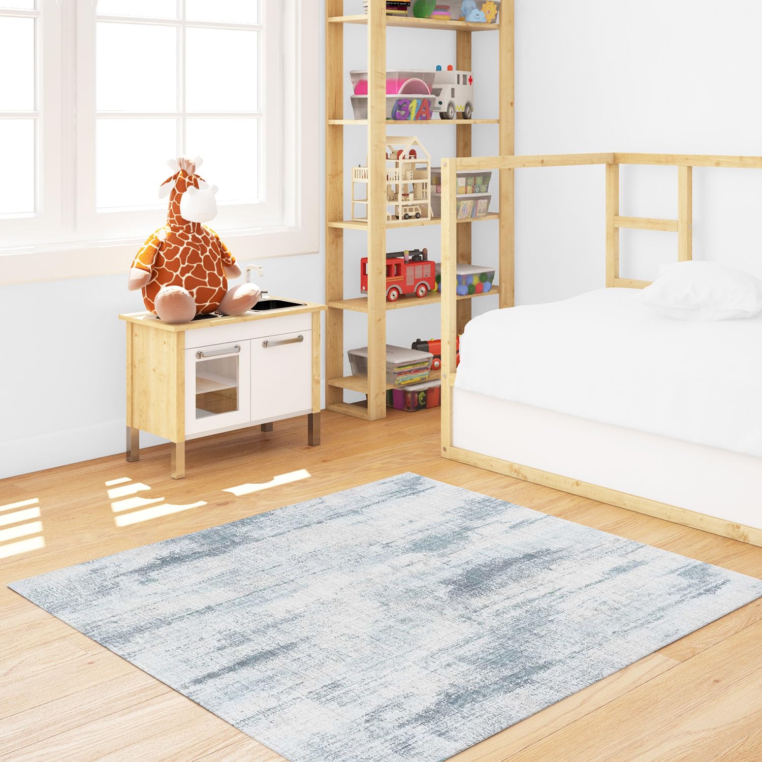 Neu Looms Handmade Viscose Wool Anti-Skid Rug for Bedroom, Living Room, Nursery, Dorm, Playroom & Reading Area