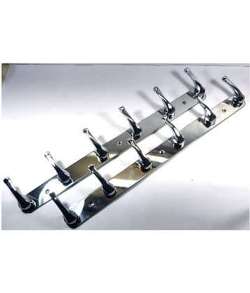 RR Collection Home Decor -Pack of 2- Stainless Steel 6 Pin Wall & Door surface mounted Hooks