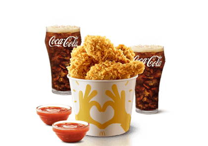 4 Pc Crispy Fried Chicken Bucket + 2 Dips + 2 Coke