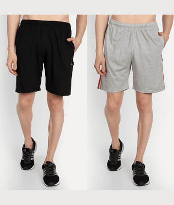 Zeffit - Multicolor Cotton Blend Men's Shorts ( Pack of 2 )