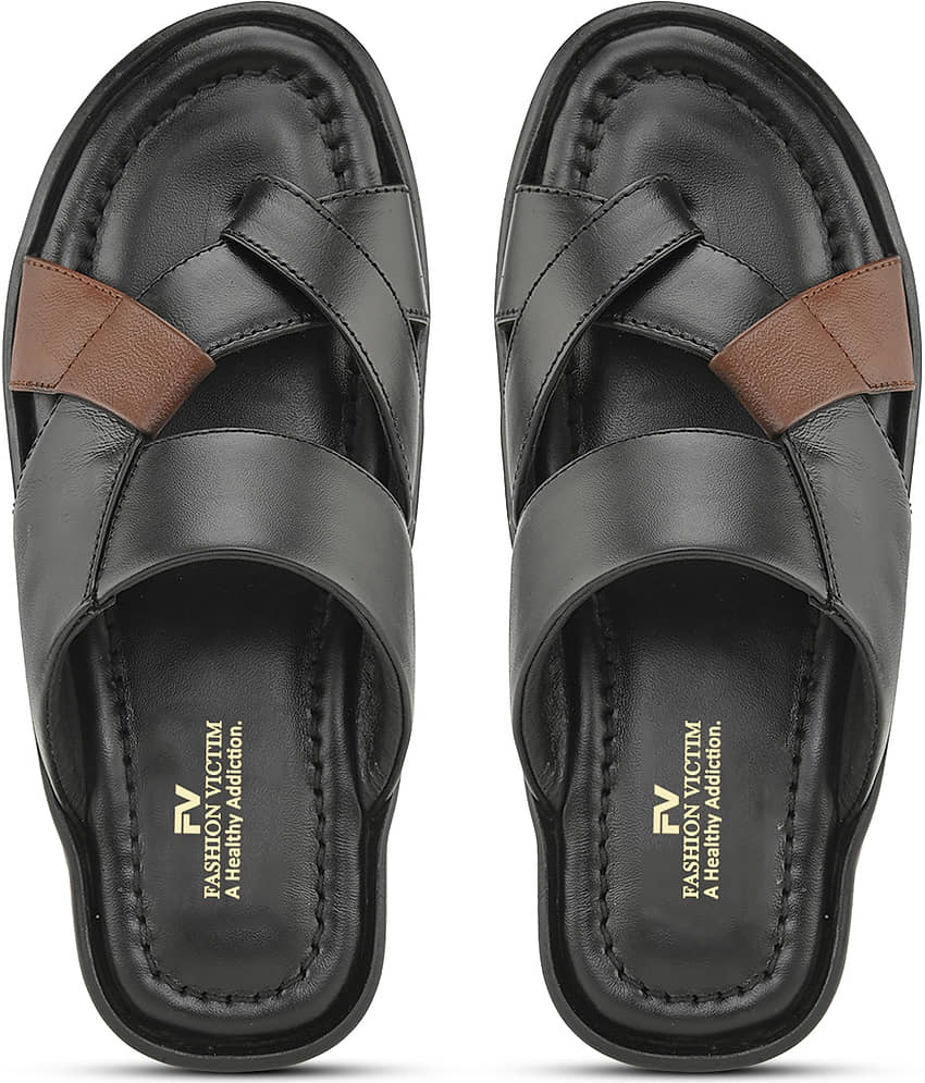 Fashion Victim - Black Men's Leather Slipper