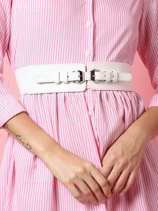 White Solid Waist Belt-Belt
