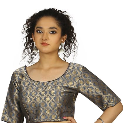 TheHangr Grey Gold Brocade Blouse -  34