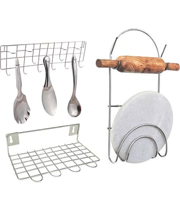 JISUN - Silver Stainless Steel Dish Racks ( Pack of 3 )
