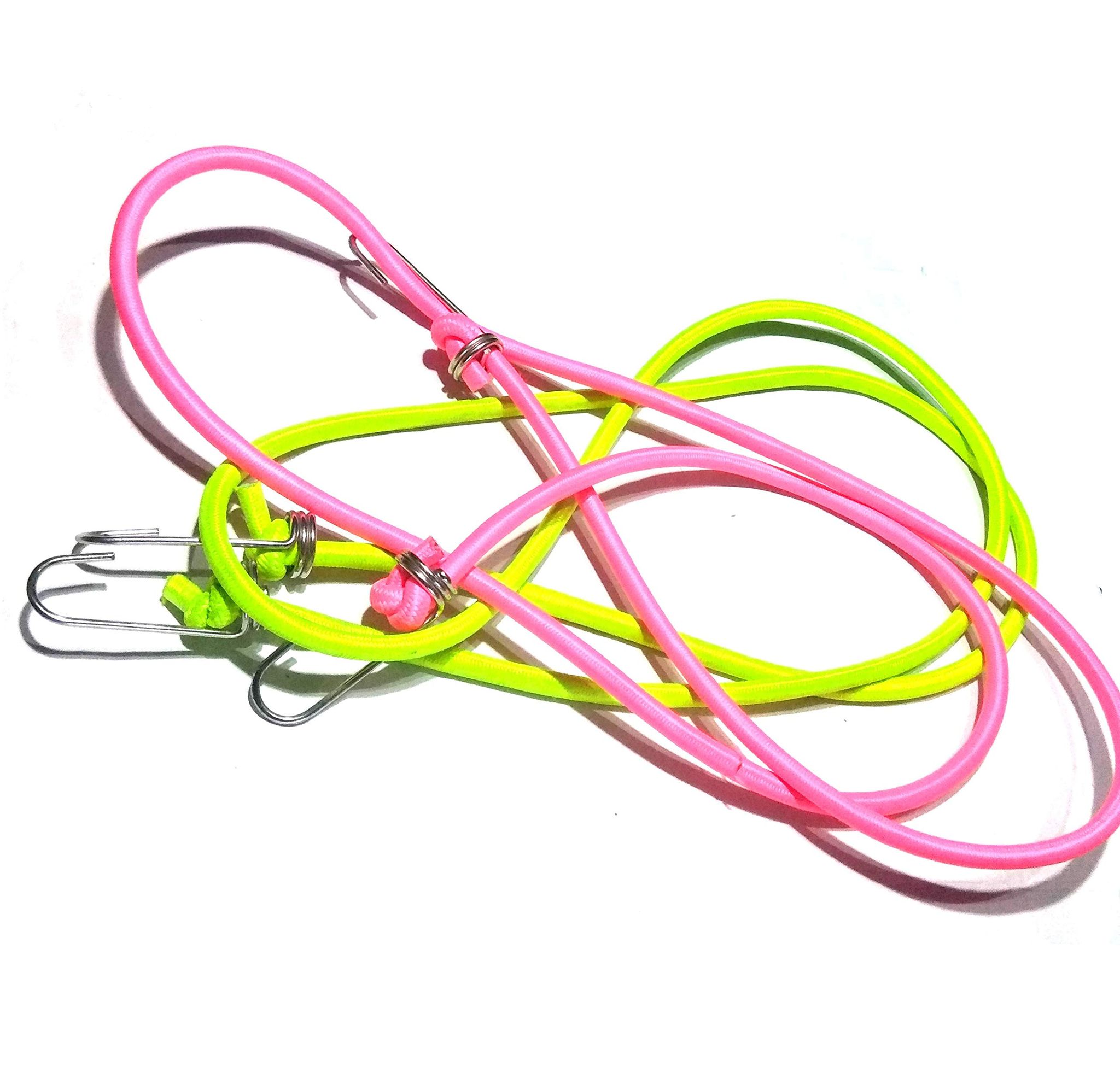 Nawani Elastic Luggage Tying Rope with Hooks (Pack of 2), Goods from Creeping Down-Four Steel Hooks for Tight Grip, Colour May Vary