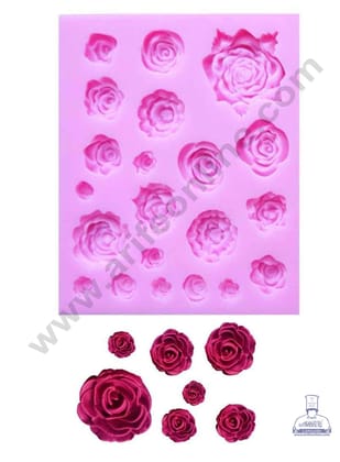 CAKE DECOR™ Silicon 21 Cavity Rose Shapes Silicone Fondant Mold Marzipan Mould SBSP-DYF6036